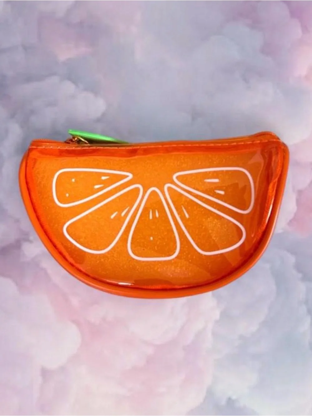 Orange Slice Coin Purse with Leaf Zipper